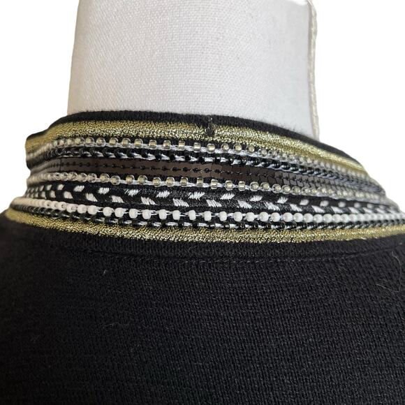 Chico's Cardigan Sweater Heidi Size L/XL Black Heidi Embellished Beaded Military - Picture 6 of 16